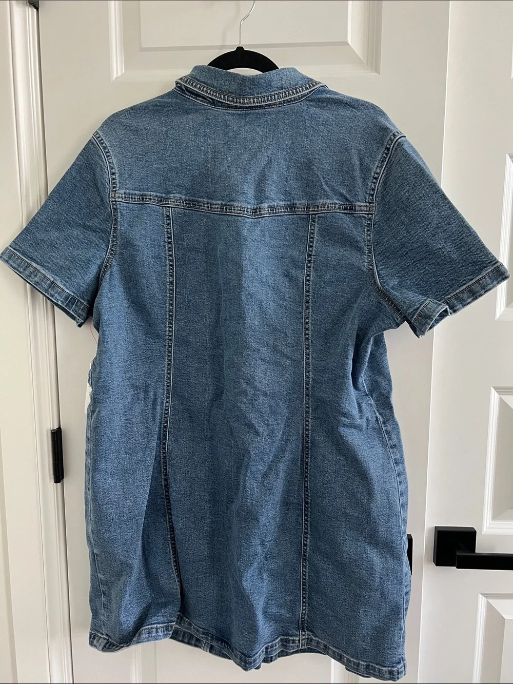 ASOS Blue Short-Sleeve Denim Shirt Dress - Picture 3 of 3